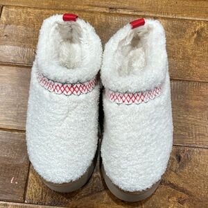 Cozy White Slippers with Red Accents